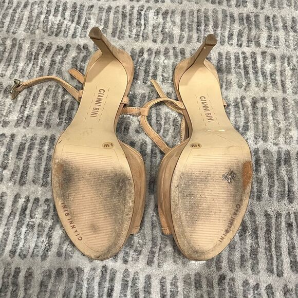 Gianni Bini Platform Stiletto High Heels Leather Beige Open Toe Size 9.5 - Picture 6 of 7